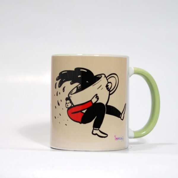 Ceramic Coffee Mug With Doodle Print : THE COFFEE RUN