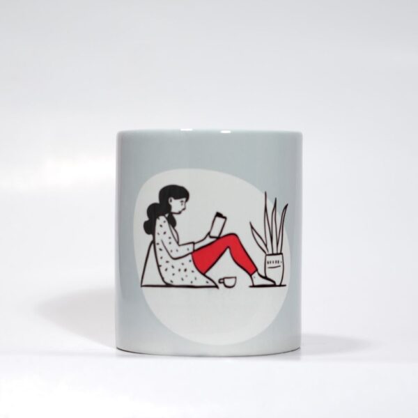Ceramic Coffee Mug with Doodle Print - BOOK LOVER