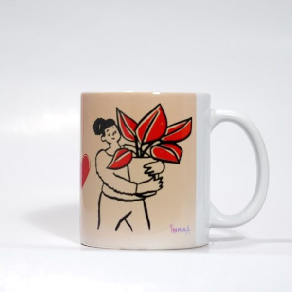 Ceramic Coffee Mug With Doodle Print : Weird Love